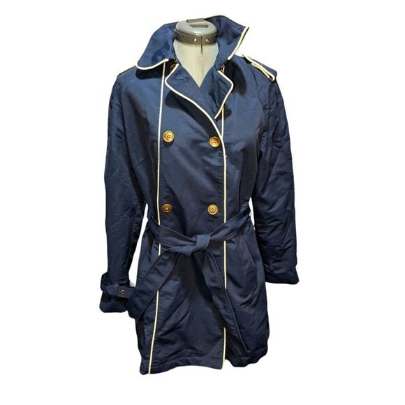 LANDS' END size small Navy Heritage Trench Coat jacket - Picture 2 of 6